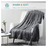 JIAMEIDING Electric Heated Blanket Throw, Super Soft Flannel 50\" x 60\" Heating Throw with 3 Fast Heating Levels & 4 Hours Auto Off, Machine Washable, ETL&FCC Certification, Home Office Use, Grey