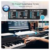 Pyle Portable 61 Key Piano Keyboard, Digital Musical Karaoke - Learning Keyboard for Beginners w/ Drum Pad, Recording, Microphone, Music Sheet Stand, Built-in Speaker, Wired Microphone, Black