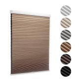 MYshade Blackout Cordless Cellular Shades Honeycomb Shade for Indoor Windows Room Darkening Blinds for Home Office Pull Down Window Shades Easy to Install 24 inch Wide, H50 Light Brown Pleated Shade