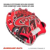 AirHead G-Force 3 Towable 1-3 Rider Tube for Boating and Water Sports, Heavy Duty Full Nylon Cover with Zipper, EVA Foam Pads, and Patented Speed Safety Valve for Easy Inflating & Deflating,Red