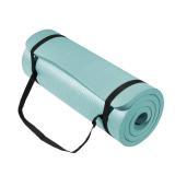 Yoga Mat 1-Inch Extra Thick High-Density Exercise Mat with Non-Slip Surface & Carry Strap for Men & Women Tear-Resistant Pilates Workout Mat for Home Gym, Floor Fitness, Aqua