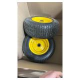 2PC Premium 16x6.5-8 Flat Free Front Tire and Wheel with 1\" Bearing and 3/4\" Bearing, Fit for Lawn Mowers, Riding Mowers and Lawn Tractors, Features a 3\" Offset Hub and a capacity of 500 lbs..