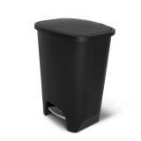 Glad 20 Gallon Trash Can - Plastic Kitchen Waste Bin with Odor Protection of Lid - Hands Free with Step On Foot Pedal and Garbage Bag Rings, Black