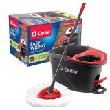 O-Cedar EasyWring Microfiber Spin Mop, Bucket Floor Cleaning System, Red, Gray, Standard