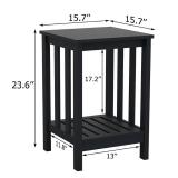 TaoHFE Black Modern Square End Table with Open Storage Shelf - Rustic Wooden Bedside Table for Living Room, Office, Bedroom