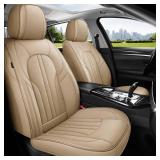 MINGBRON Car Seat Covers,Car Seat Protector Waterproof,Seat Covers Full Set, Car Seat Protectors,Automotive Seat Covers Fit for Most Cars Beige