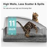 Stainless Steel Litter Box | XL Enclosed Cat Litter Boxs with Lid for Big Cats | High Sided, Anti-Urine Leakage | Non-Stick Bottom & Includes Litter Mat & Metal Scoop