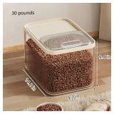 BXEBUI Airtight Pet Food Storage Container, Up to 30 lbs, For Dog Cat and Other Pet Food Storage Bin with Measuring Cup (Transparent, 30 pounds)