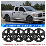 WEISIGAO Wheel Skins Compatible with Dodge Ram Pickup 1500 2013 2014 2015 2016 2017 2018 Wheel Covers; 20 inch; Set of 4 Packs; Glossy Black