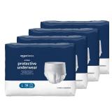 Amazon Basics Unisex Protective Underwear, Overnight Absorbency, Large, 56 Count, (4 Packs of 14)