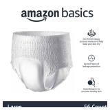 Amazon Basics Unisex Protective Underwear, Overnight Absorbency, Large, 56 Count, (4 Packs of 14)