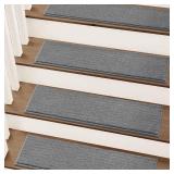 COSY HOMEER Stair Treads Non-Slip Carpet Stair Treads for Wooden Steps, Indoor Stair-Runner Rugs for Kids Elders & Pets 28\"x9\" (15Pc, Gray)