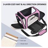 Henkelion Large Cat Carriers Dog Carrier Pet Carrier for Large Cats Dogs Puppies up to 25Lbs, Big Dog Carrier Soft Sided, Collapsible Travel Puppy Carrier - Large - Pink