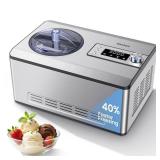 Gasbye Ice Cream Maker with Upgraded Compressor, [40% Faster Freezing], No Pre-Freezing Needed, LED Display, 2.1 Qt Capacity, Easy Operation for Ice Cream & Yogurt, Stainless Steel