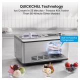 Gasbye Ice Cream Maker with Upgraded Compressor, [40% Faster Freezing], No Pre-Freezing Needed, LED Display, 2.1 Qt Capacity, Easy Operation for Ice Cream & Yogurt, Stainless Steel