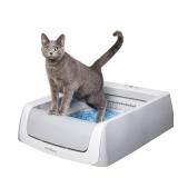 PetSafe ScoopFree Crystal Pro Self-Cleaning Automatic Litter Box - Uncovered Motion-Sensing Cat Box with Integrated Health Counter - Includes 1 Disposable Crystal Litter Tray
