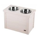 New Age PetÂ® ECOFLEXÂ® Elevated Dog Feeder with 2 Stainless Steel Bowls and Sliding Lid Storage Bin