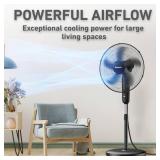 HOLMES 18\" Oscillating Stand Fan, 3 Speeds, Quiet Operation, Adjustable Height, 75Â° Oscillation, 25Â° Head Tilt, 5 Blades, Ideal for Home, Bedroom, Living Room, Office, Gym, and Kitchen - Black