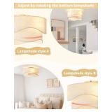 DSYBRI Flush Mount Ceiling Fan with Lights, 20\" Low Profile Boho Ceiling Fan with Light Remote Control, Caged with 6 Speeds for Bedroom, Nursery, Living Room
