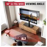 Universal Swivel TV Stand Table Top Mount Stand for 43 to 85 inch TVs, 8 Level Height Adjustable with Tilting, Heavy Duty Tempered Glass Base, Holds up 110lbs, MAX VESA 400x600mm, Black