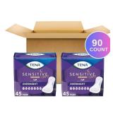TENA Sensitive Care Incontinence Pads, Bladder Control, Postpartum for Women, Overnight Absorbency, Extra Coverage, 90 Count