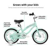 JOYSTAR 14 Inch Kids Bike with Training Wheels for Ages 3-5 Years Old Girls Bike Toddler Bike Beach Cruiser Kids Bicycle Green