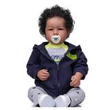 iCradle Reborn Baby Dolls Boy Black Biracial African American Realistic Newborn Baby Dolls Lifelike Ethnic Silicone Reborn Toddler Doll Toy Accessories Gift for Collection & Kids Age 3+