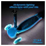 ZIFFY Kids Scooter for Boys & Girls Features LED Light-Up Wheels, 4 Adjustable Height Handlebars, and Lean-to-Steer Design with Anti-Slip Wide Surface for Stability - Up to 110LBS(Blue)