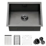 21 Black Undermount Kitchen Bar Sink, ZDHHT 21 x 16 x 9 Inches 18 Gauge Black Stainless Steel Small Kitchen Sink Bar Prep Undermount Outdoor Laundry