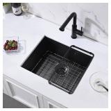 21 Black Undermount Kitchen Bar Sink, ZDHHT 21 x 16 x 9 Inches 18 Gauge Black Stainless Steel Small Kitchen Sink Bar Prep Undermount Outdoor Laundry