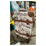 urecity Vintage Luggage Set of 2, Retro Suitcase Trunk with Wheels for Men and Women, Cute Designer Travel Luggage Set with Boarding Tote, Luggage Zipperless TSA Approved