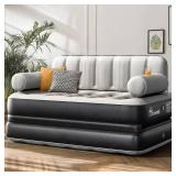 YITAHOME Queen Size Air Sofa Bed Mattress with Headboard and Pump, Blow Up Couch Inflatable Bed for Home Living Room, 79\" x 60\" x 25\" (Expanded Size, Black)