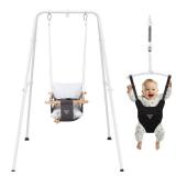 2-in-1 Baby Jumper & Swing - Foldable Stand, Stable Toddler Swing Set for Indoor & Outdoor Use
