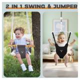 2-in-1 Baby Jumper & Swing - Foldable Stand, Stable Toddler Swing Set for Indoor & Outdoor Use