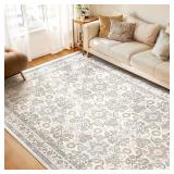 WITSHOCK Living Room Area Rugs 9x12: Soft Non-Slip Backing Washable Rugs Vintage Large Carpet for Bedroom Office Dining Room Kitchen Stain Resistant Home Decor Rug