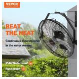VEVOR 18 Inch Wall Mount Fan, 3-speed IP44 Waterproof, Max. 4150 CFM Wall Mounted Fan for Outdoor, Commercial, Residential, Greenhouse, Workshop, Patio, Black, ETL Listed