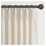 Pinch Pleated Linen Curtains 96 Inches Long for Living Room Bedroom, Light Filtering Boho Window Drape 96 inch 2 Panels Burgs with Hooks&Rings 8ft Cream Birch Sliding Glass Door Sheer Curtain Decor
