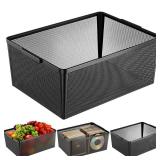 Shimeyao 4 Pcs Wire Mesh Baskets 12.6 x 9.4in Metal Wire Storage Baskets with Handle Steel Organizers Bin Containers for Home Organizing Cabinet CD Storage Pantry Kitchen Fridge Fruit Snacks (Black)