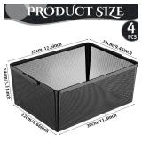 Shimeyao 4 Pcs Wire Mesh Baskets 12.6 x 9.4in Metal Wire Storage Baskets with Handle Steel Organizers Bin Containers for Home Organizing Cabinet CD Storage Pantry Kitchen Fridge Fruit Snacks (Black)