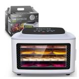 Septree Compact Food Dehydrator, 4 Stainless Steel Trays Fresh Dryer Machine for Jerky Herbs Fruit Veggies Snacks, with Digital Timer | 190F Temperature Control, Great Size for Small Family