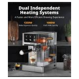 AIRMSEN 20 Bar Espresso Machine with Automatic Milk Frother, Cappuccino & Latte Coffee Maker with Quick Brew Dual Boiler (1350W + 1000W), Stainless Steel, 60oz Water Tank, Touchscreen