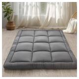 WhatsBedding Japanese Floor Mattress Futon Mattress 3\" Grey Tatami Mat Shredded Memory Foam Filled Sleeping Pad, Foldable & Portable Roll Up Lounger Camping Bed for Kids and Adult,Twin Size 39\"x 80\