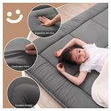 WhatsBedding Japanese Floor Mattress Futon Mattress 3\" Grey Tatami Mat Shredded Memory Foam Filled Sleeping Pad, Foldable & Portable Roll Up Lounger Camping Bed for Kids and Adult,Twin Size 39\"x 80\