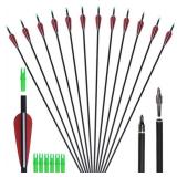 GPP Carbon 30-Inch Arrows with Field Points Replaceable Tips (12 Pack) with 6 Free Nocks for Recuve Bow & Compound Bow
