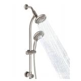 Egretshower Handheld Showerhead & Rain Shower Combo for Easy Reach, 27.5\" Drill-free Stainless Steel Slide Bar, 5âof 5-setting Handheld Shower and Showerhead, with 5ft Hose -Brush Nickel