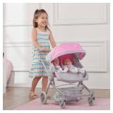 Badger Basket Voyage Twin Carriage Doll Stroller for 18 to 20-Inch Dolls with Rotating Pram Handle and Storage Features â Perfect for Little Mommies on The Go!