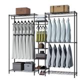 XIOFIO Heavy Duty Garment Rack, Metal Clothing Rack with 4 Hanging Rods and 4 Large Shelves 4 Small Shelves, Freestanding Portable Wardrobe Closet Rack, 68.5\"L x 16.5\"W x 76.7\"H Max Load 720LBS, Bl