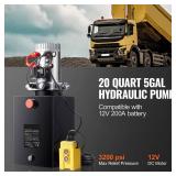 Vevor 20 Quart Hydraulic Pump Single Acting Hydraulic Dump Trailer Pump 3200 PSI Hydraulic Power Unit (12V DC Single Action Powering Unit, SAE #6 Ports): Industrial & Scientific