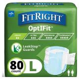 FitRight Adult Diapers, Extra+ Heavy Absorbency, L (Waist Size 44in-56in), 80 Count, OptiFit Incontinence Briefs for Men and Women, Disposable, Moisture-Wicking, Leak Protection.