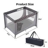 Pamo Babe Portable Crib Baby Playpen with Mattress and Carry Bag Grey